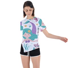 Set-cute-mermaid-seaweeds-marine-inhabitants Asymmetrical Short Sleeve Sports Tee by Salman4z
