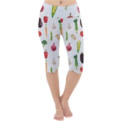 Vegetable Lightweight Velour Cropped Yoga Leggings by SychEva