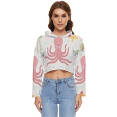 Underwater-seamless-pattern-light-background-funny Women s Lightweight Cropped Hoodie by Salman4z