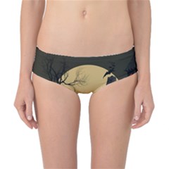 Halloween Moon Haunted House Full Moon Dead Tree Classic Bikini Bottoms by Ravend