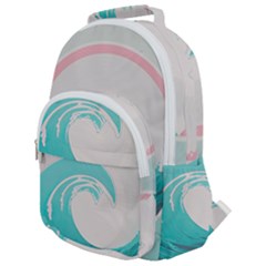 Tidal Wave Ocean Sea Tsunami Wave Minimalist Rounded Multi Pocket Backpack by Ravend