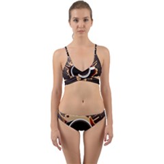 Coffee Cafe Espresso Drink Beverage Wrap Around Bikini Set by Ravend