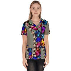 Colorful Diamonds Women s V-neck Scrub Top by Sparkle