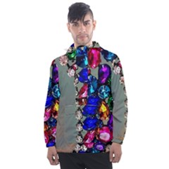 Colorful Diamonds Men s Front Pocket Pullover Windbreaker by Sparkle