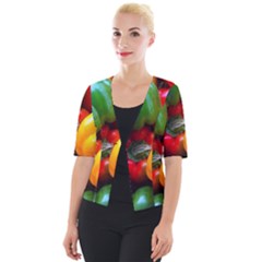Colorful Capsicum Cropped Button Cardigan by Sparkle