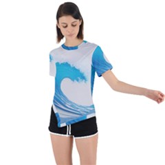 Wave Tsunami Tidal Wave Ocean Sea Water Asymmetrical Short Sleeve Sports Tee by Ravend