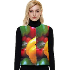 Colorful Capsicum Women s Short Button Up Puffer Vest by Sparkle