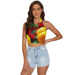 Colorful Capsicum Backless Halter Cami Shirt by Sparkle