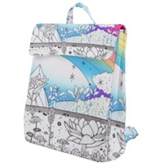 Rainbow Fun Cute Minimal Doodle Drawing Flap Top Backpack by Ravend