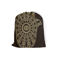 Hamsa-hand-drawn-symbol-with-flower-decorative-pattern Drawstring Pouch (large) by Salman4z