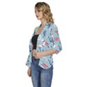 Nautical-marine-symbols-seamless-pattern Women s 3/4 Sleeve Ruffle Edge Open Front Jacket View2