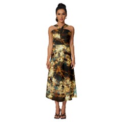 Science Fiction Background Fantasy Sleeveless Cross Front Cocktail Midi Chiffon Dress by danenraven