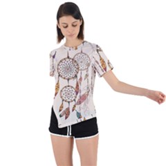 Coloured-dreamcatcher-background Asymmetrical Short Sleeve Sports Tee by Salman4z