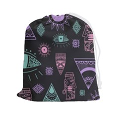 Vintage-seamless-pattern-with-tribal-art-african-style-drawing Drawstring Pouch (2xl) by Salman4z