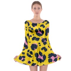 Leopard-print-seamless-pattern Long Sleeve Skater Dress by Salman4z