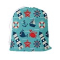 Seamless-pattern-nautical-icons-cartoon-style Drawstring Pouch (2XL) View2