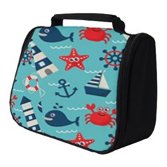 Seamless-pattern-nautical-icons-cartoon-style Full Print Travel Pouch (small) by Salman4z