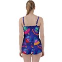 Cartoon-funny-aliens-with-ufo-duck-starry-sky-set Tie Front Two Piece Tankini View2