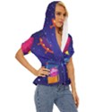 Cartoon-funny-aliens-with-ufo-duck-starry-sky-set Lightweight Drawstring Hooded Top View3