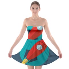 Rocket-with-science-related-icons-image Strapless Bra Top Dress by Salman4z