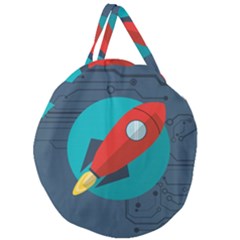 Rocket-with-science-related-icons-image Giant Round Zipper Tote by Salman4z
