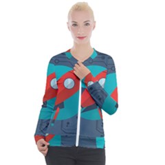Rocket-with-science-related-icons-image Casual Zip Up Jacket by Salman4z