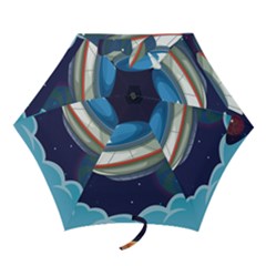 Ufo-alien-spaceship-galaxy Mini Folding Umbrellas by Salman4z
