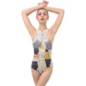 Seamless-pattern-cute-cat-cartoons Cross Front Low Back Swimsuit View1