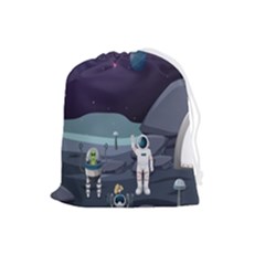 Alien-astronaut-scene Drawstring Pouch (large) by Salman4z
