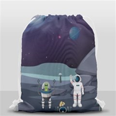 Alien-astronaut-scene Drawstring Bag (small) by Salman4z