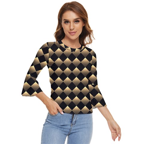 Golden Chess Board Background Bell Sleeve Top by pakminggu