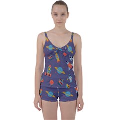 Space-seamless-pattern Tie Front Two Piece Tankini by Salman4z