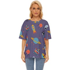 Space-seamless-pattern Oversized Basic Tee by Salman4z