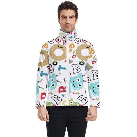Seamless-pattern-vector-with-funny-robots-cartoon Men s Bomber Jacket by Salman4z