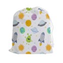 Seamless-pattern-cartoon-space-planets-isolated-white-background Drawstring Pouch (2XL) View1