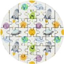Seamless-pattern-cartoon-space-planets-isolated-white-background Wooden Puzzle Round View1