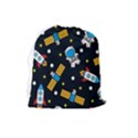 Seamless-adventure-space-vector-pattern-background Drawstring Pouch (Large) View2