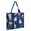 White-robot-blue-seamless-pattern Zipper Medium Tote Bag View2