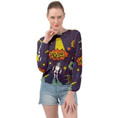Vector-flat-space-design-background-with-text -- Banded Bottom Chiffon Top by Salman4z