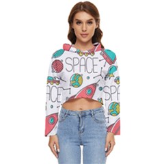 Space-cosmos-seamless-pattern-seamless-pattern-doodle-style Women s Lightweight Cropped Hoodie by Salman4z