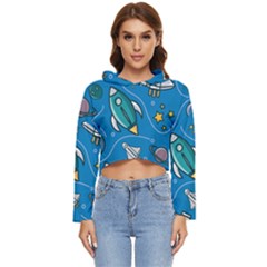About-space-seamless-pattern Women s Lightweight Cropped Hoodie by Salman4z