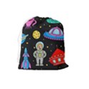 Seamless-pattern-with-space-objects-ufo-rockets-aliens-hand-drawn-elements-space Drawstring Pouch (Large) View2