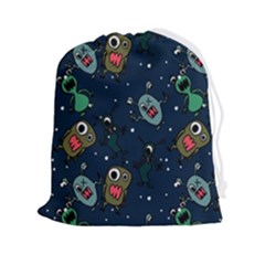 Monster-alien-pattern-seamless-background Drawstring Pouch (2xl) by Salman4z