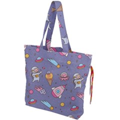 Outer-space-seamless-background Drawstring Tote Bag by Salman4z