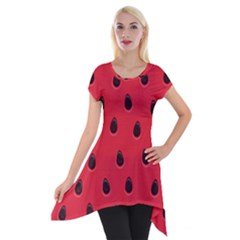Seamless-watermelon-surface-texture Short Sleeve Side Drop Tunic by Salman4z