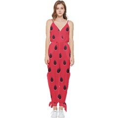 Seamless-watermelon-surface-texture Sleeveless Tie Ankle Chiffon Jumpsuit by Salman4z