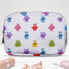 Seamless-pattern-cute-funny-monster-cartoon-isolated-white-background Make Up Pouch (small) by Salman4z