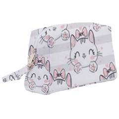 Cat-with-bow-pattern Wristlet Pouch Bag (large) by Salman4z