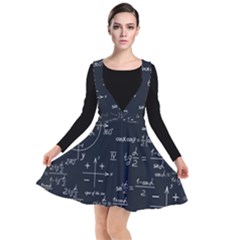 Mathematical-seamless-pattern-with-geometric-shapes-formulas Plunge Pinafore Dress by Salman4z