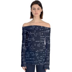 Mathematical-seamless-pattern-with-geometric-shapes-formulas Off Shoulder Long Sleeve Top by Salman4z